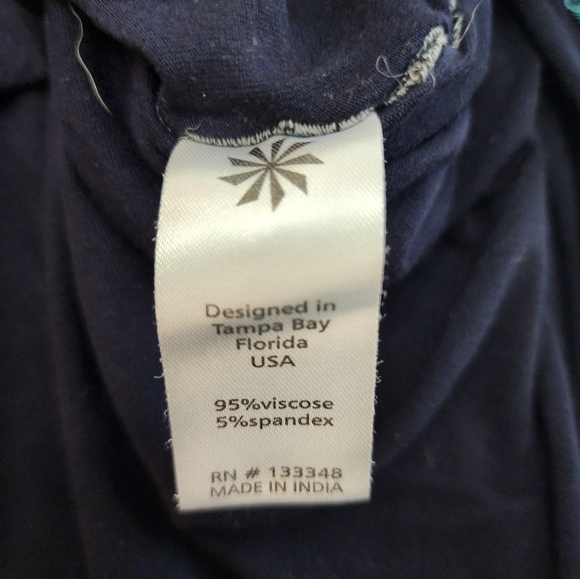 Caite Size S Embroidered Navy Top Floral Athleta Tunic Batwing Sleeves - Picture 8 of 9